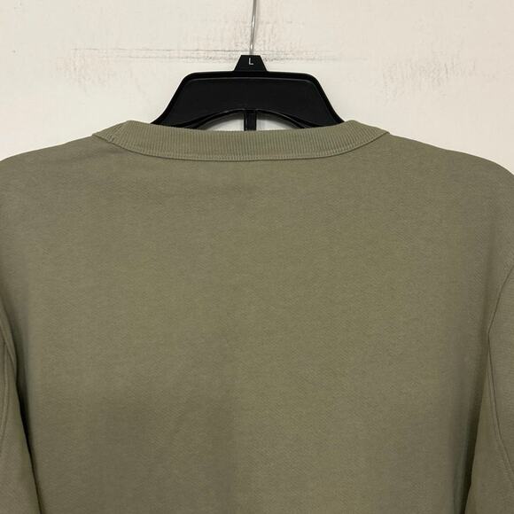 Uniqlo U Cotton Olive Green Crewneck Crop Length Sweatshirt Size Large - Picture 8 of 11